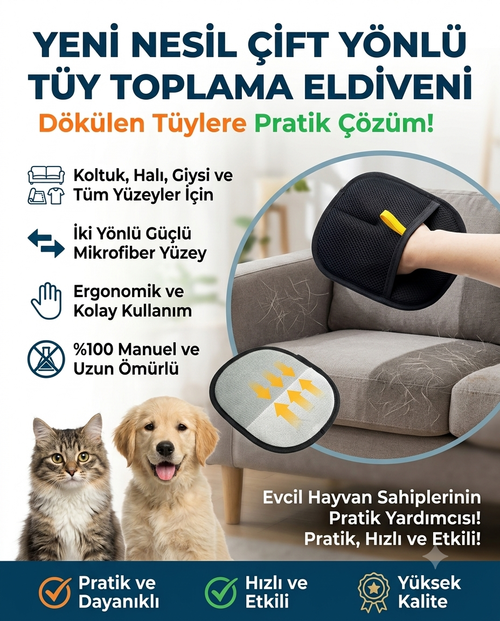 Yeni Nesil Çift Yönlü Tüy Toplama Eldiveni