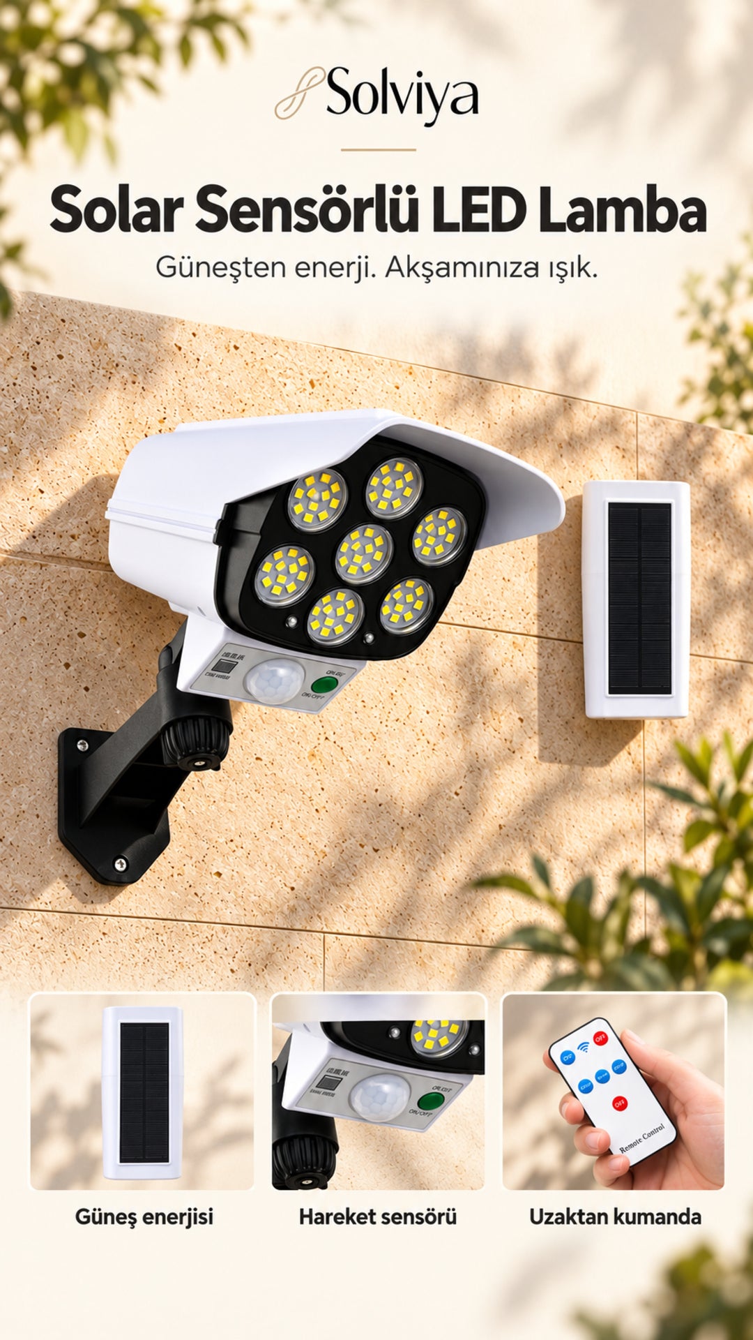 Solar Hareket Sensörlü Kamera Tasarımlı Dış Mekân LED Lambası – Solviya ürün tanıtımı