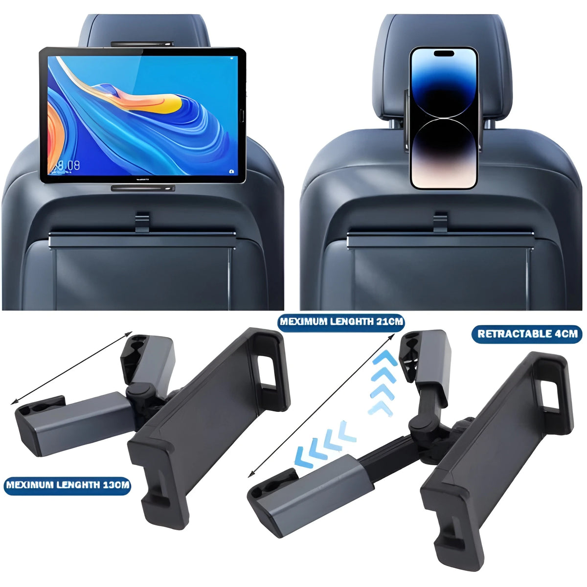 Araç Koltuk Arkası Ayarlanabilir Telefon ve Tablet Tutucu